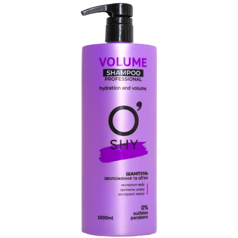 Безсульфатний шампунь для волосся O“shy Volume Professional Shampoo Зволоження та об“єм, 1 л