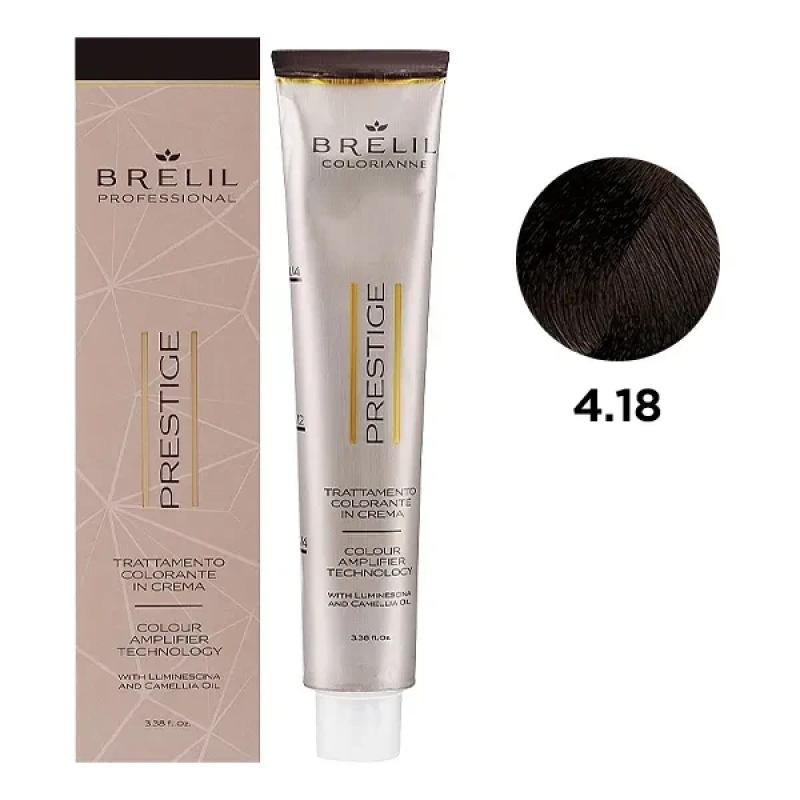 Фарба для волосся Brelil Colorianne Prestige 4/18 Шатен шокоайс 100 мл Фарба для волосся Brelil Colorianne Prestige 4/18 Шатен шокоайс 100 мл