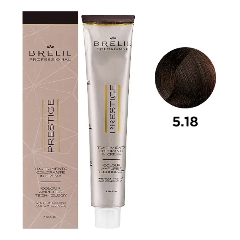 Фарба для волосся Brelil Colorianne Prestige 5/18 Світлий шатен шокоайс 100 мл Фарба для волосся Brelil Colorianne Prestige 5/18 Світлий шатен шокоайс 100 мл