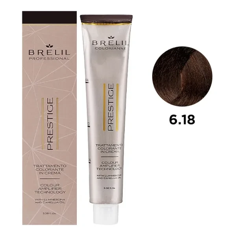 Фарба для волосся Brelil Colorianne Prestige 6/18 Темний блонд шокоайс 100 мл Фарба для волосся Brelil Colorianne Prestige 6/18 Темний блонд шокоайс 100 мл