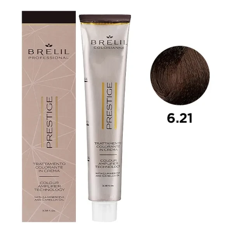 Фарба для волосся Brelil Colorianne Prestige 6/21 Холодний темний блондин, 100 мл Фарба для волосся Brelil Colorianne Prestige 6/21 Холодний темний блондин, 100 мл