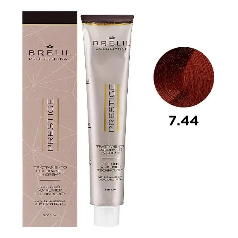 Фарба для волосся Brelil Colorianne Prestige 7/44 Яскраво-мідний блонд, 100 мл Фарба для волосся Brelil Colorianne Prestige 7/44 Яскраво-мідний блонд, 100 мл