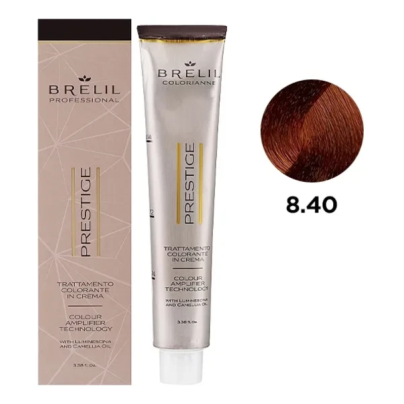 Фарба для волосся Brelil Colorianne Prestige 8/40 Світлий мідний блонд, 100 мл Фарба для волосся Brelil Colorianne Prestige 8/40 Світлий мідний блонд, 100 мл