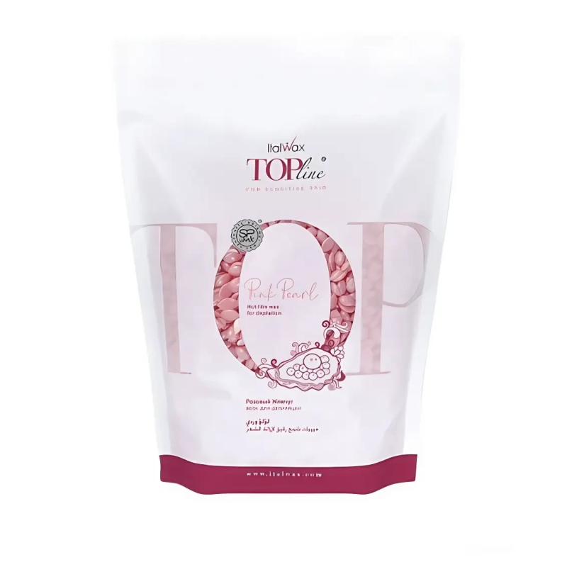 Віск у гранулах для депіляції, гарячий, плівковий, ItalWAX, TOP LINE, Рожеві перли, 750 г/уп
