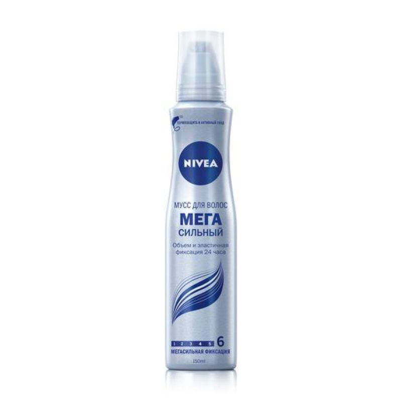 Мус для волосся Nivea Мега сильний, мегасильна фіксація, 150 мл Мус для волосся Nivea Мега сильний, мегасильна фіксація, 150 мл