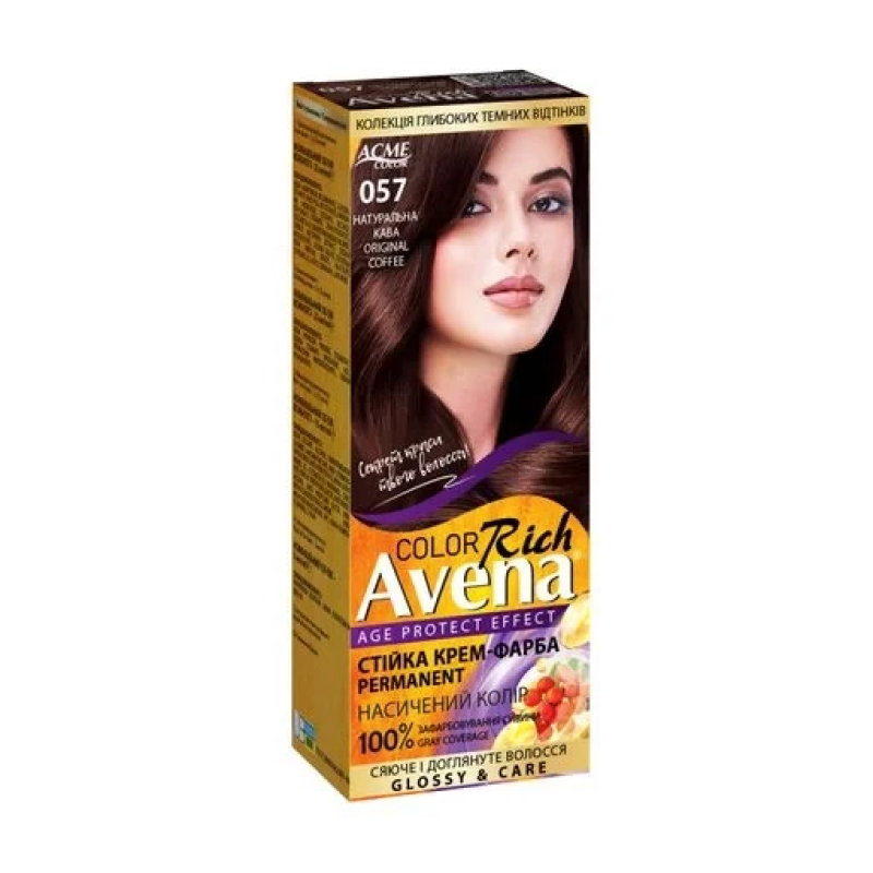 Стійка крем-фарба для волосся Рябина Avena 057 Натуральна кава , 133 мл