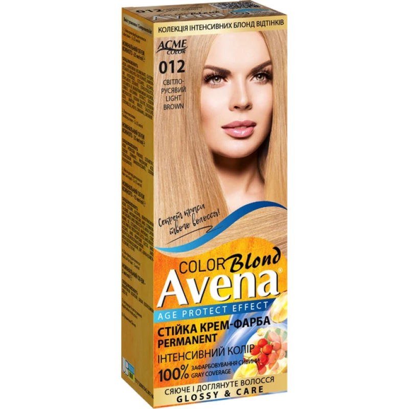 Стійка крем-фарба для волосся Рябина Avena  Світло-русявий 012 , 135 мл