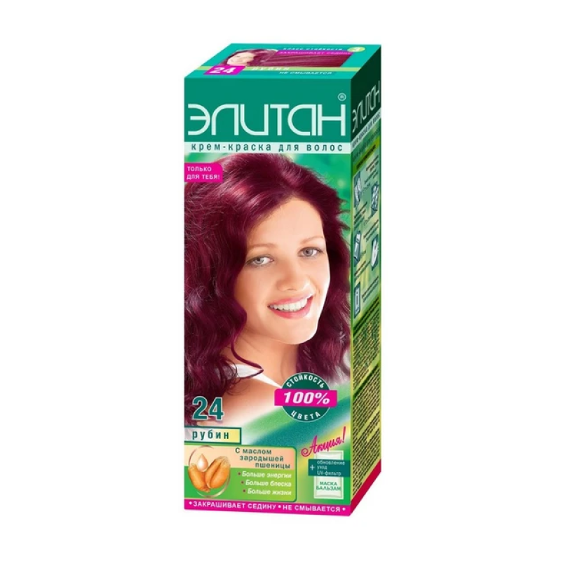 Фарба для волосся 24 Рубін Елітан, 100 мл Фарба для волосся 24 Рубін Елітан, 100 мл
