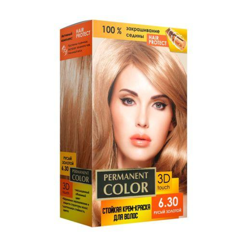 Стійка крем-фарба Permanent Color 120 мл, Русявий золотий №6.30 Стійка крем-фарба Permanent Color 120 мл, Русявий золотий №6.30