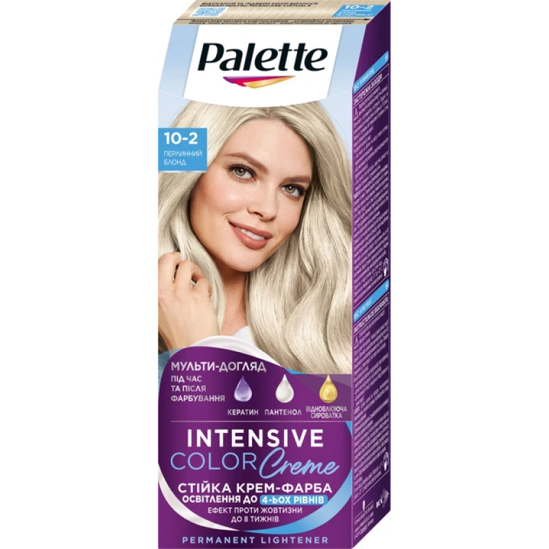 Стійка крем-фарба для волосся Palette №10 (10-2) Перловий блондин 110 мл Стійка крем-фарба для волосся Palette №10 (10-2) Перловий блондин 110 мл