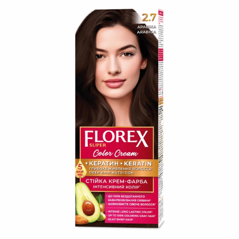 Стійка крем-фарба для волосся Florex Super КЕРАТИ 2.7 Арабіка Стійка крем-фарба для волосся Florex Super КЕРАТИ 2.7 Арабіка